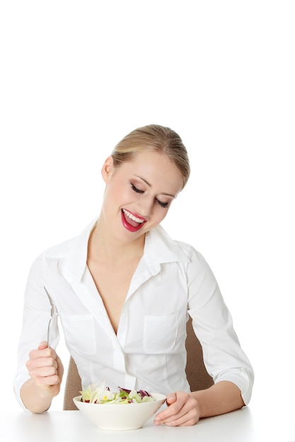 Client mulțumit cu farfurie